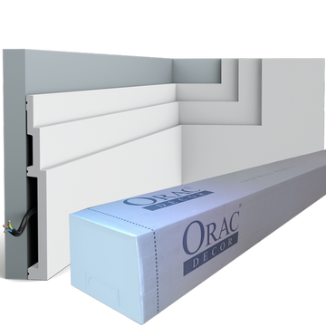 Plinthe Orac Decor SX118 LUXXUS – Barre De Sol / Cache-câble – 2m – Blanc