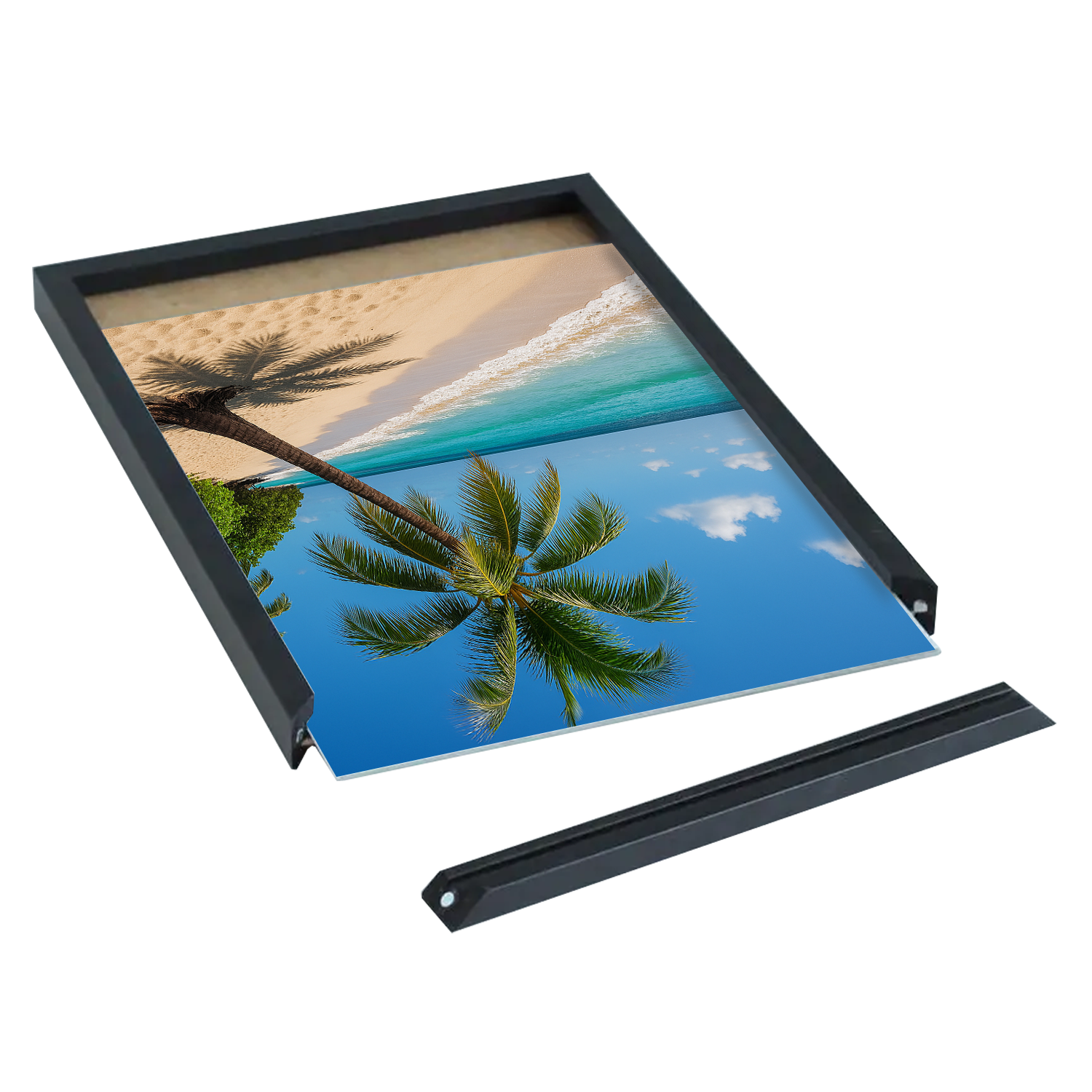 Cadre photo chêne avec baguette magnétique - noir