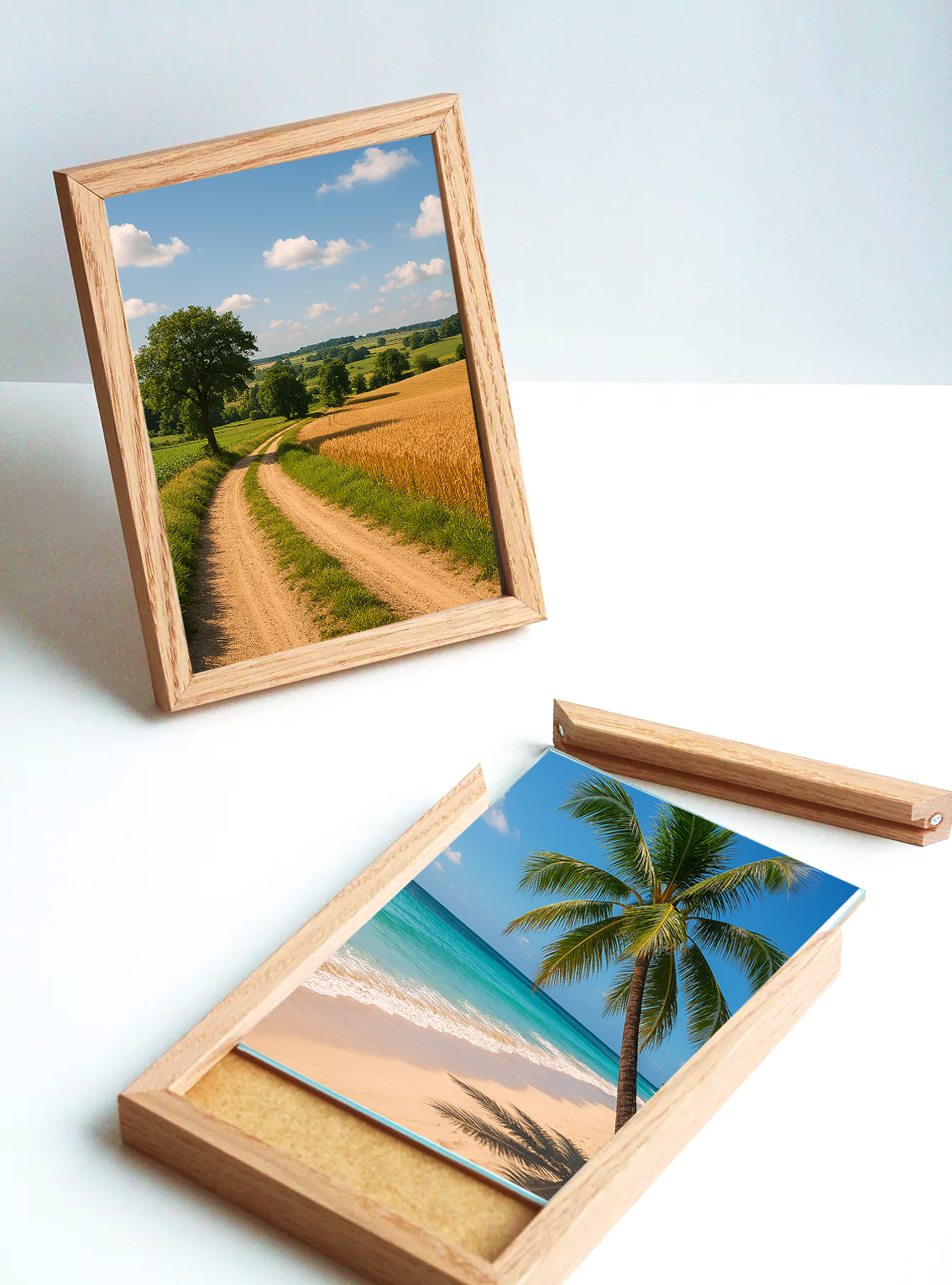 Cadre photo chêne avec baguette magnétique - bois naturel