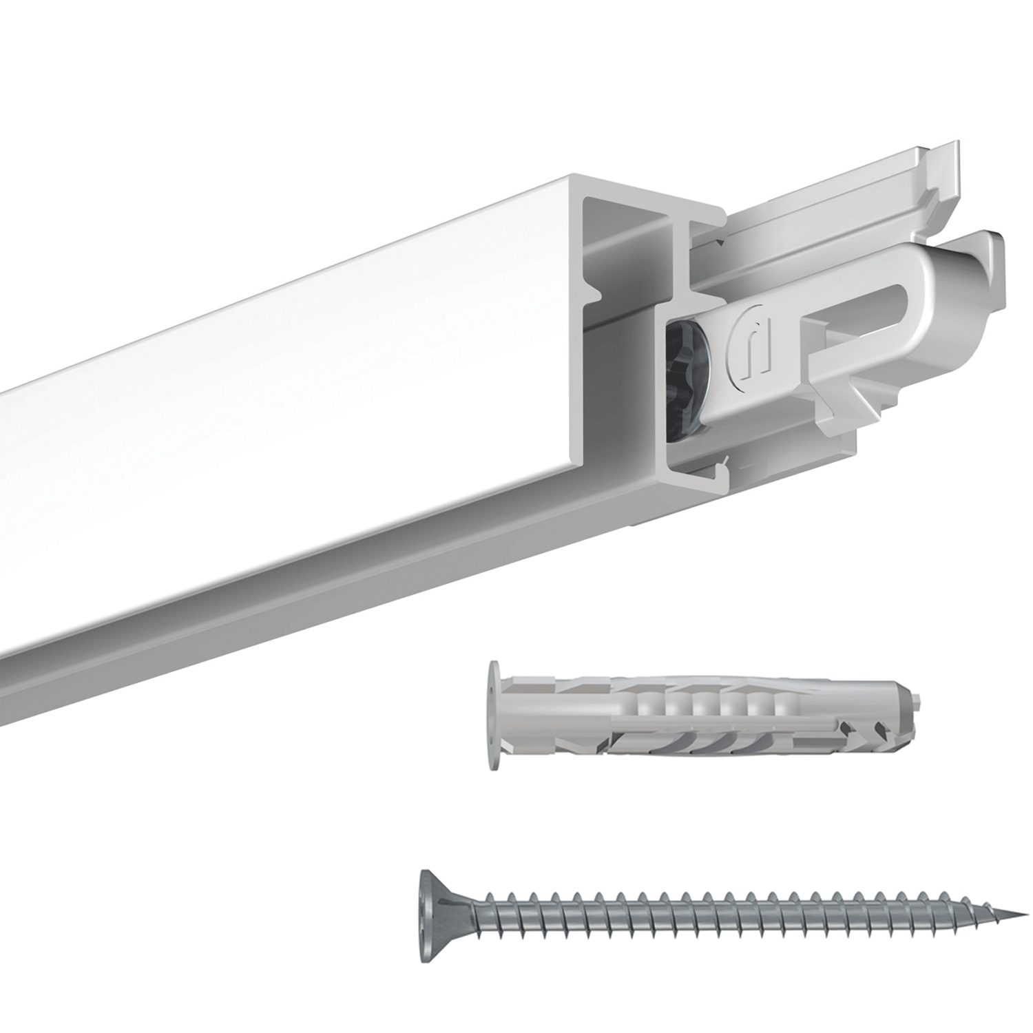 Mini-Click Rail R10 200cm Picture Rail + Fixing Clips + Multi-Material Screws &amp; Plugs - Newly Picture Rail