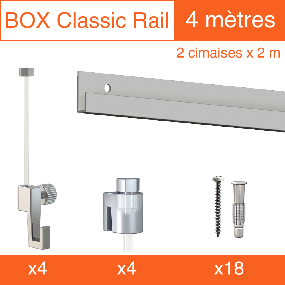 Cimaise Box Artiteq Classic ÉCO + fils perlon - Kit accrochage tableau