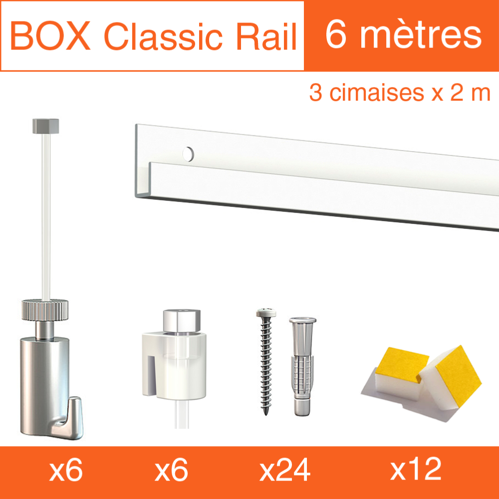 Cimaise Box Artiteq Classic PREMIUM + fils perlon - Kit accrochage tableau