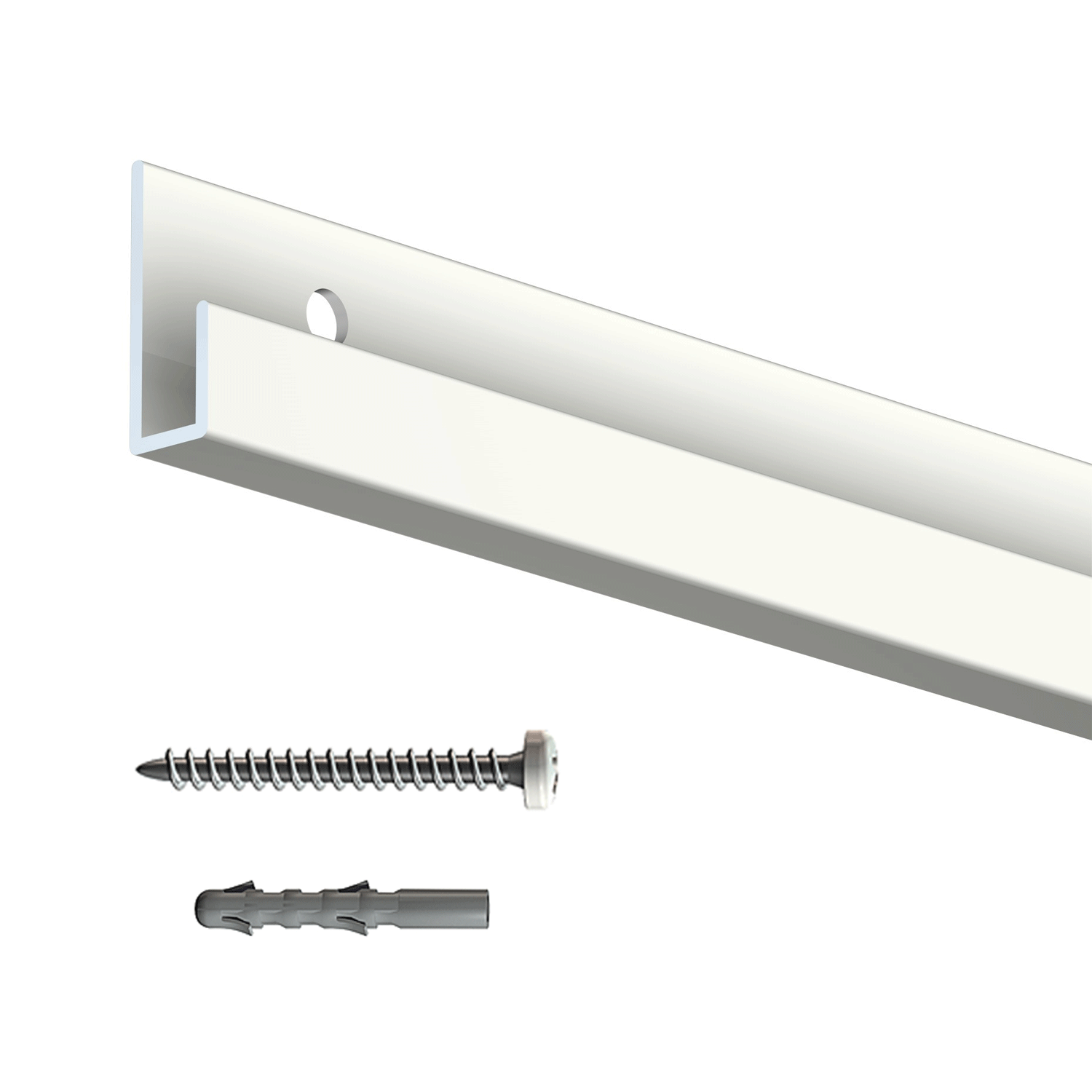 Classic Rail White Picture Rail 200 cm + screws &amp; multi-material plugs - Artiteq Picture Rail