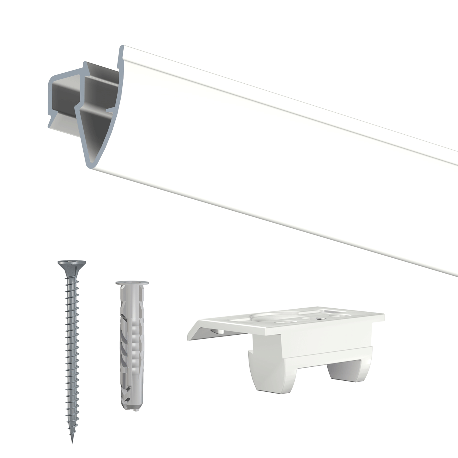 Cimaise Plafond Click Up Rail 200cm + clips + vis & chevilles multimatériaux - Cimaise Tableau Artiteq
