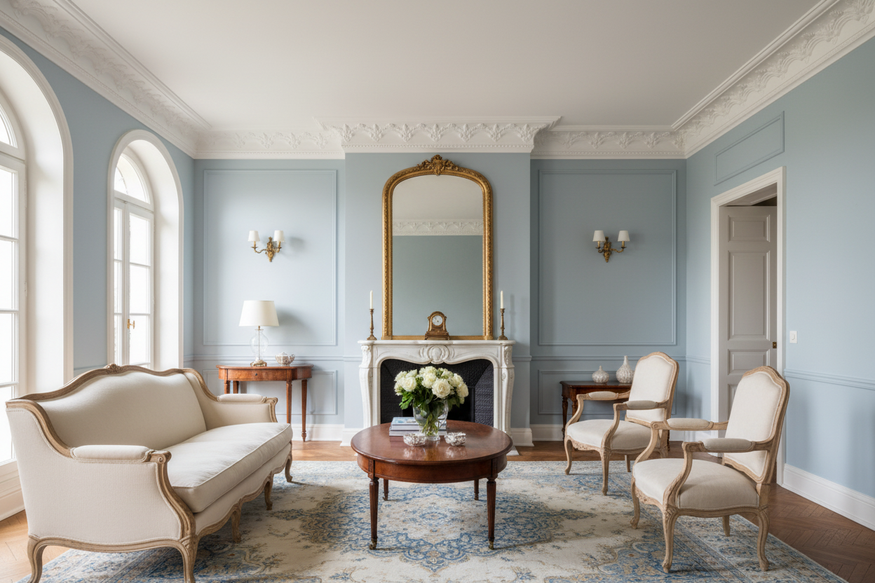 Corniche C183 - murs bleu clair