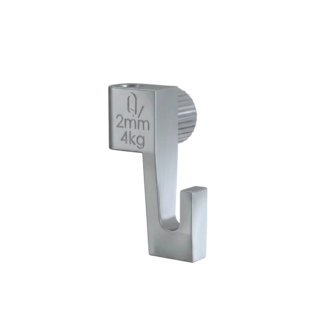 Paquete de 5 ganchos de tornillo ajustables de 4 kg y 2 mm - Accesorio para riel de cuadros Artiteq