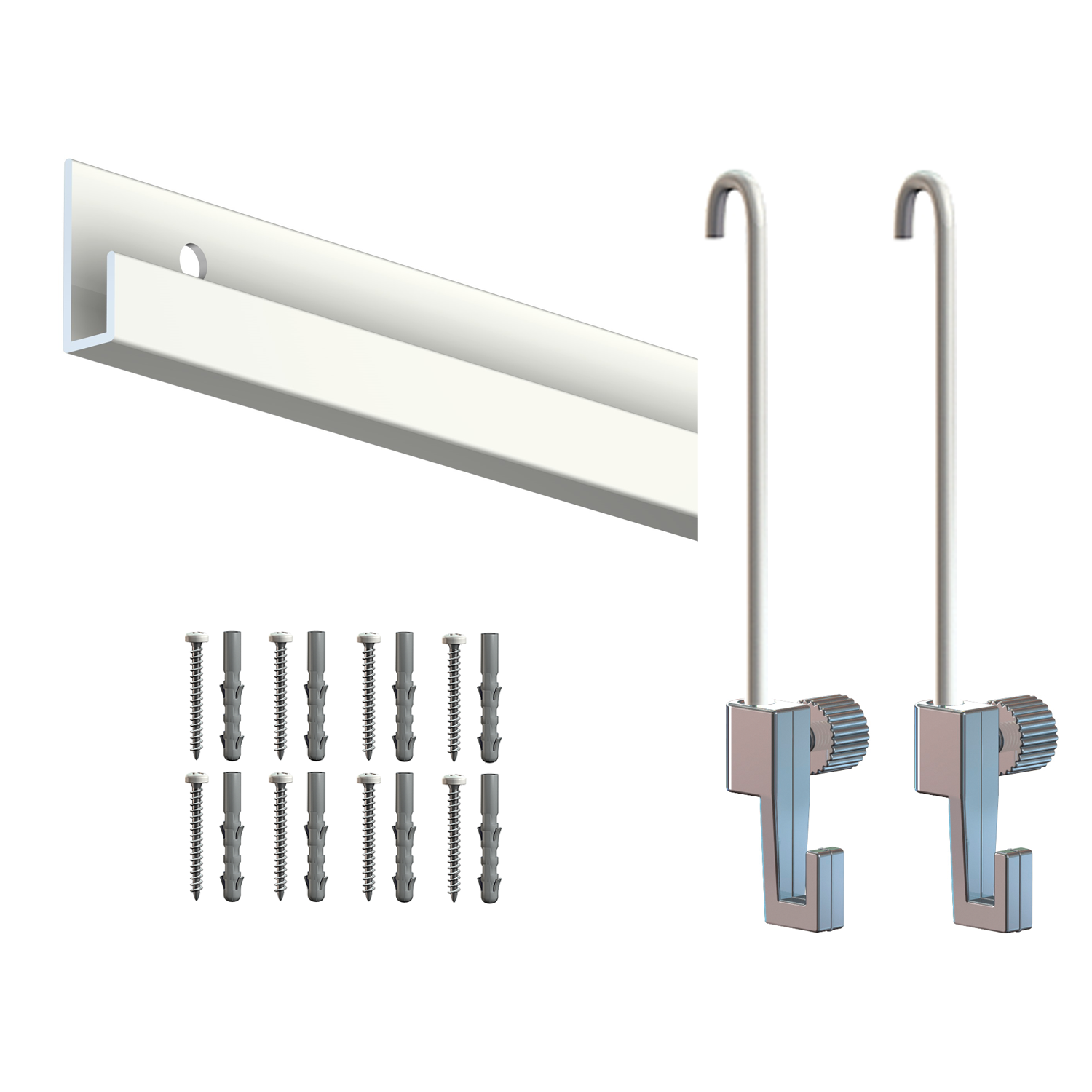 Cimaise Box ÉCO Classic Rail + Tige 2mm - 2 mètres - Kit tout en un