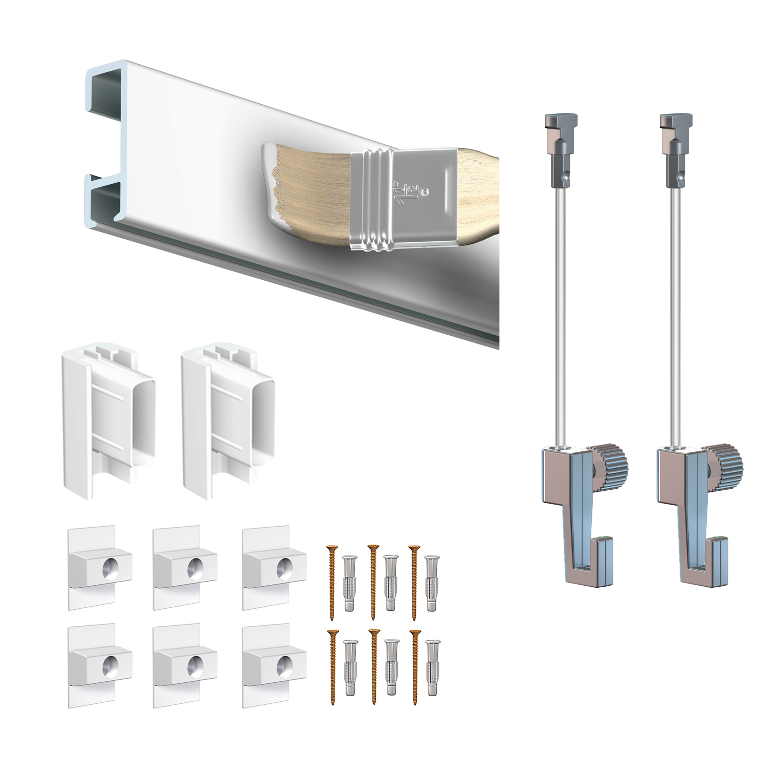 Cimaise Box ÉCO Click Rail 2 mètres - Kit tout en un