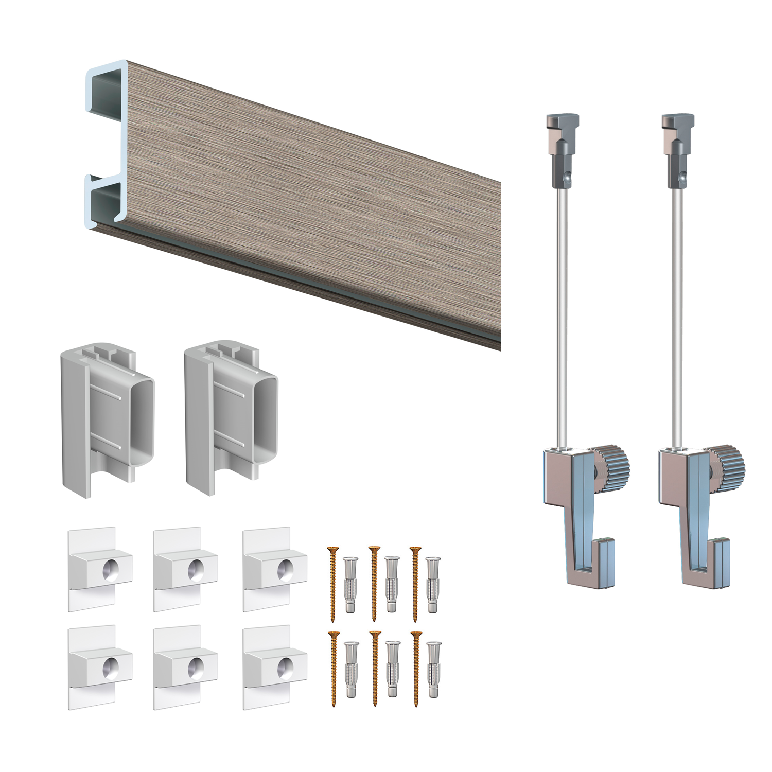 ECO Click Rail Box Picture Rail 2 meters - All-in-one kit