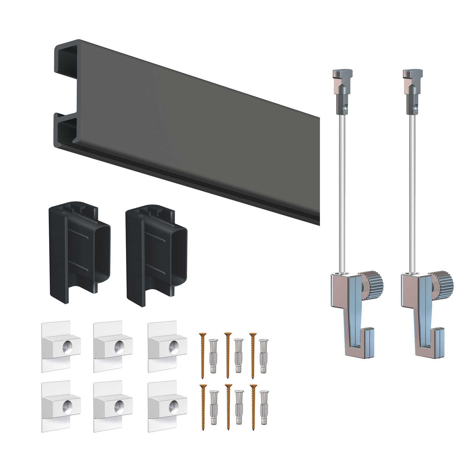ECO Click Rail Box Picture Rail 2 meters - All-in-one kit