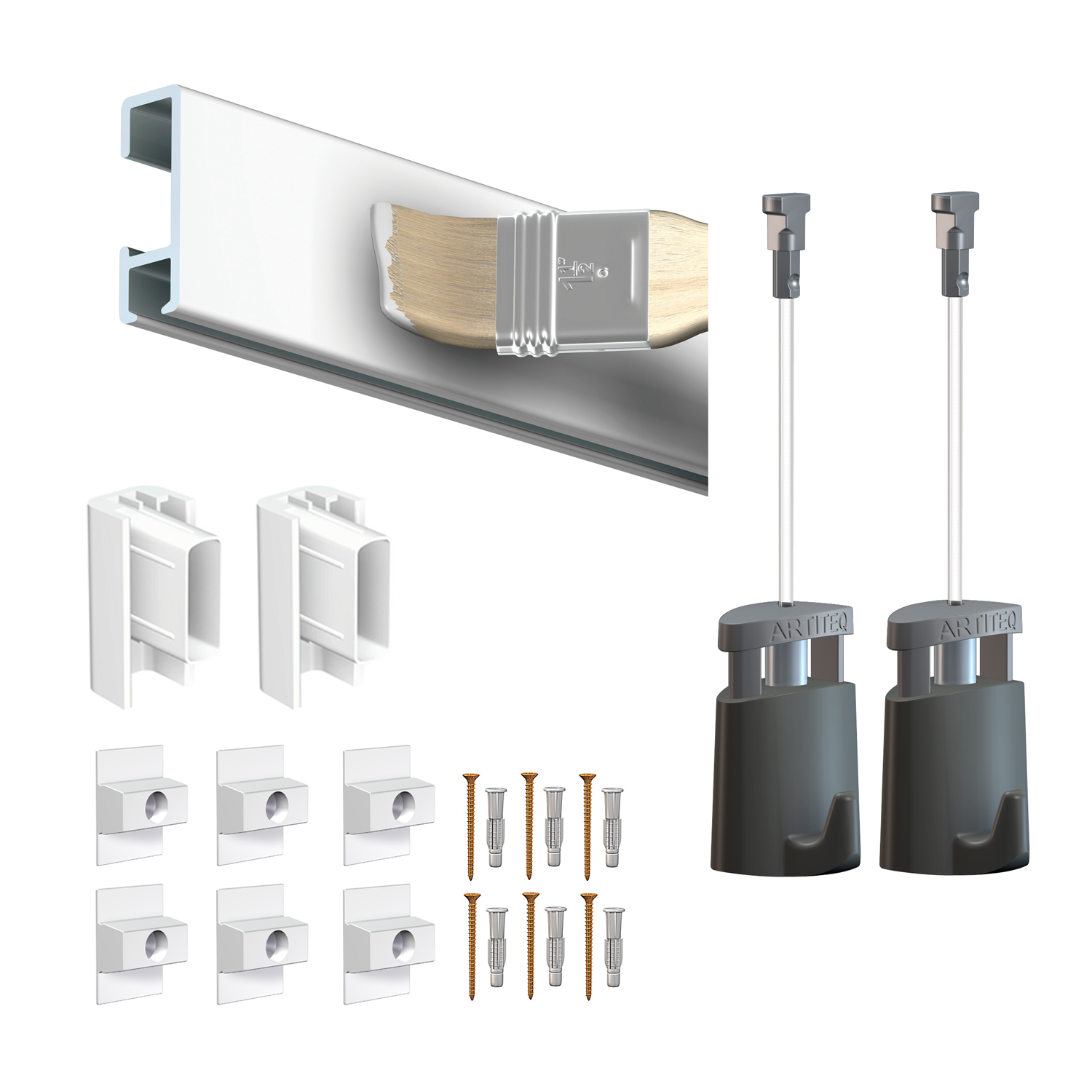Cimaise Box PREMIUM Click Rail 2 mètres - Kit tout en un