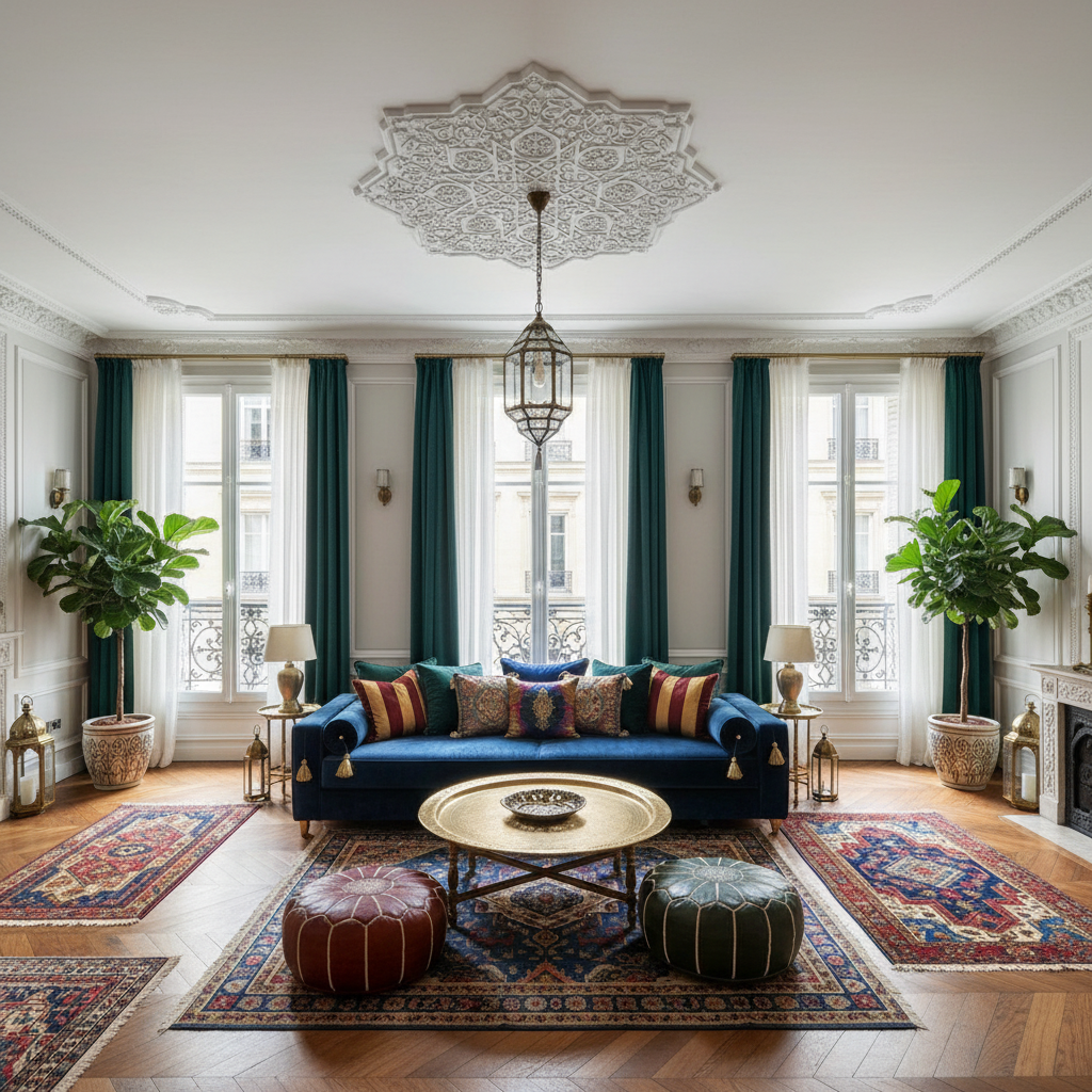 Rosace orientale 91cm dans salon parisien